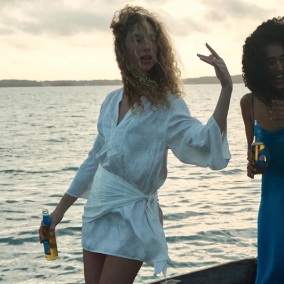 NWT Doen Leona V Neck Collar Tunic Long Sleeve Mini Dress Salt Marguerite Jolie - Picture 3 of 16